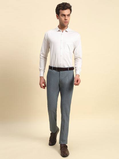 Formal Trouser for Men l Breathable & Soft with Color Fastness Regular Fit Terry Rayon Fabric Self Design Pattern Button Closure