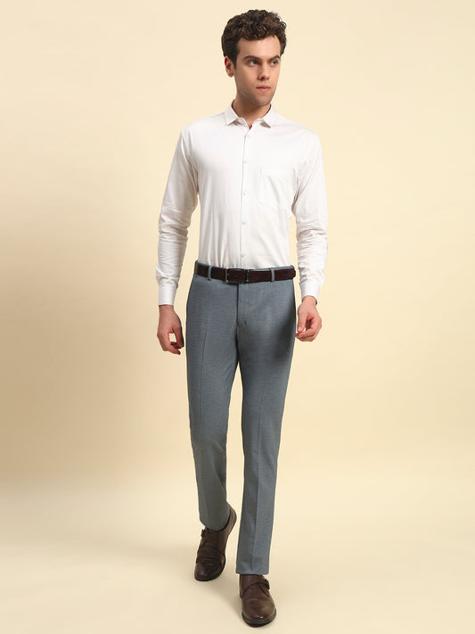 Formal Trouser for Men l Breathable & Soft with Color Fastness Regular Fit Terry Rayon Fabric Printed Pattern Button Closure