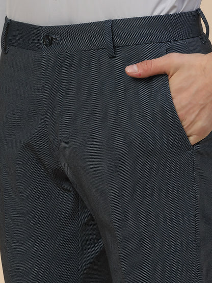 Formal Trouser for Men | Breathable & Soft with Color Fastness Regular Fit Terry Rayon Fabric Printed Pattern Button Closure