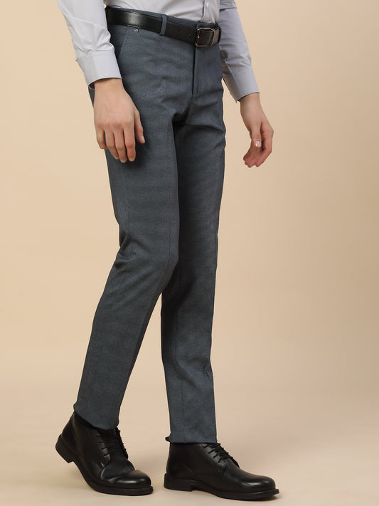 Formal Trouser for Men | Breathable & Soft with Color Fastness Regular Fit Terry Rayon Fabric Printed Pattern Button Closure