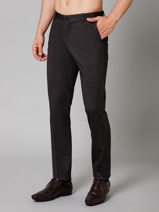 Formal Trouser for Men | Breathable & Soft with Color Fastness Regular Fit Terry Rayon Fabric Self Design Pattern Button Closure