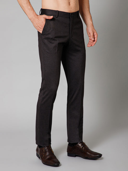 Formal Trouser for Men | Breathable & Soft with Color Fastness Regular Fit Terry Rayon Fabric Self Design Pattern Button Closure