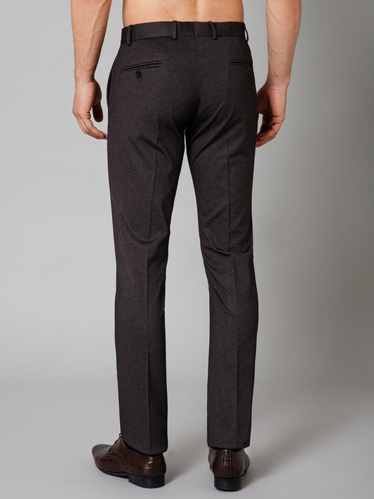 Formal Trouser for Men | Breathable & Soft with Color Fastness Regular Fit Terry Rayon Fabric Self Design Pattern Button Closure