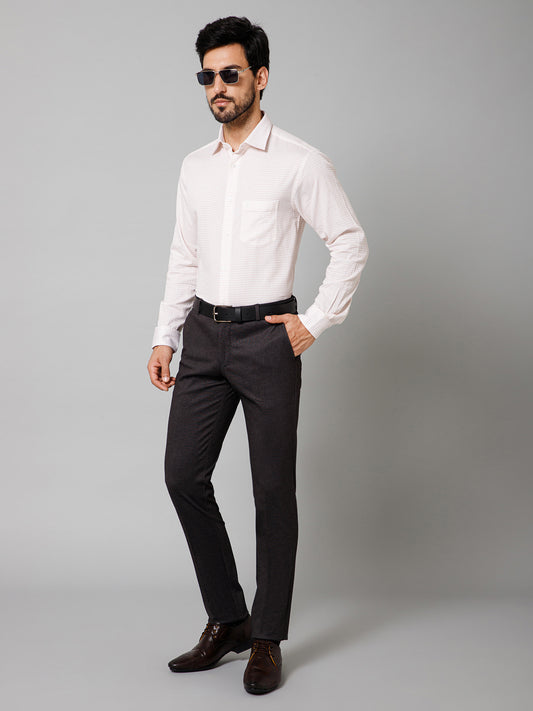 Formal Trouser for Men | Breathable & Soft with Color Fastness Regular Fit Terry Rayon Fabric Self Design Pattern Button Closure