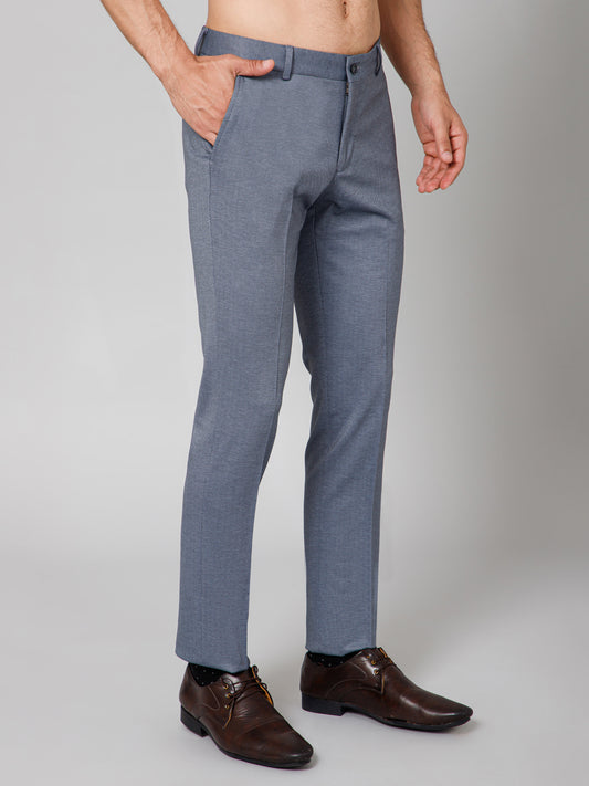 Formal Trouser for Men | Breathable & Soft with Color Fastness Regular Fit Terry Rayon Fabric Self Design Pattern Button Closure