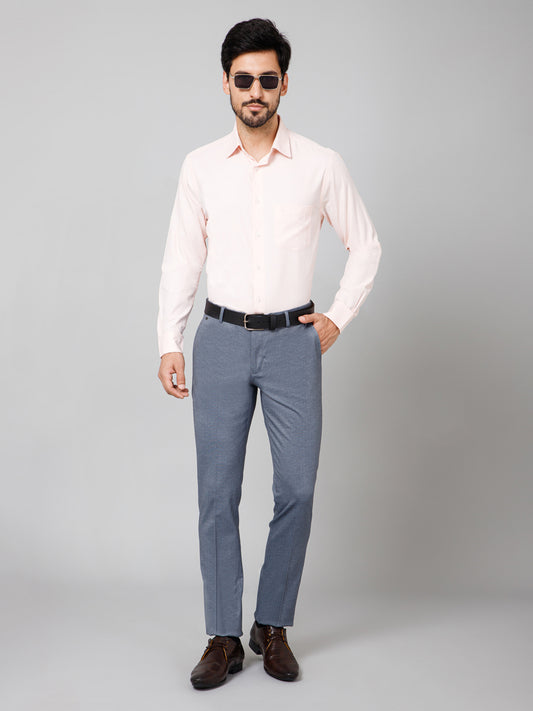 Formal Trouser for Men | Breathable & Soft with Color Fastness Regular Fit Terry Rayon Fabric Self Design Pattern Button Closure