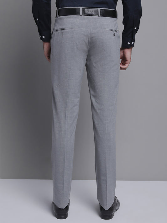Cantabil Men Grey Checkered Formal Trouser (7157601960075)