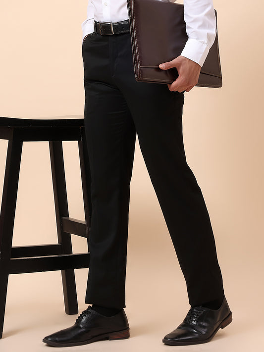Formal Trouser for Men | Breathable & Soft with Color Fastness Regular Fit Poly Viscose Fabric Solid Pattern Hook & Bar Closure