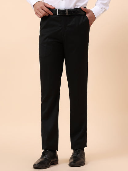 Formal Trouser for Men | Breathable & Soft with Color Fastness Regular Fit Poly Viscose Fabric Solid Pattern Hook & Bar Closure