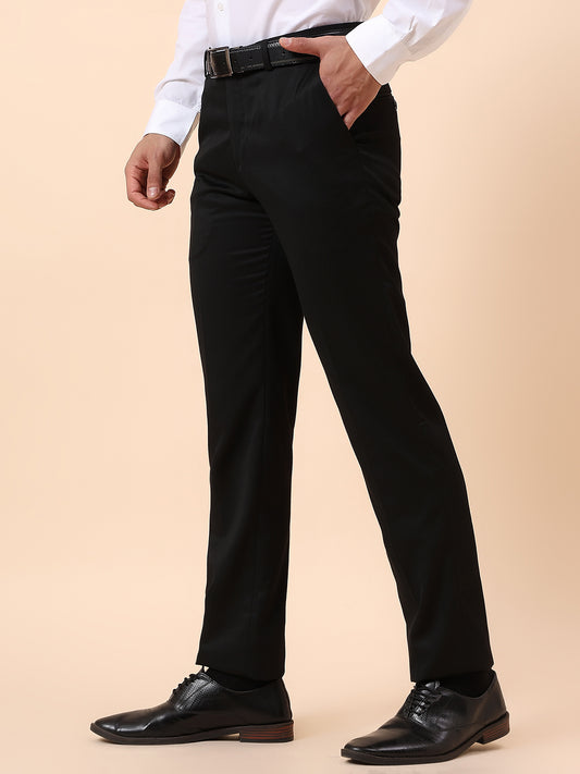 Formal Trouser for Men | Breathable & Soft with Color Fastness Regular Fit Poly Viscose Fabric Solid Pattern Hook & Bar Closure