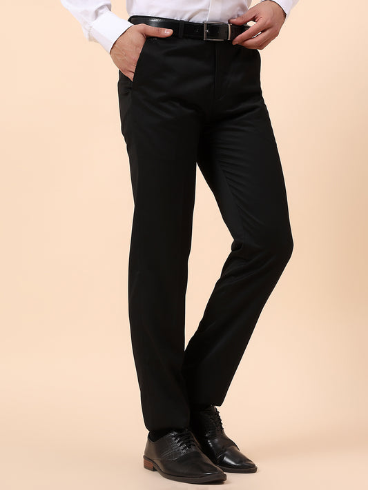 Formal Trouser for Men | Breathable & Soft with Color Fastness Regular Fit Poly Viscose Fabric Solid Pattern Hook & Bar Closure