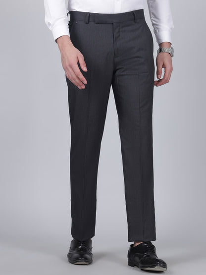 Formal Trouser for Men | Breathable & Soft with Color Fastness Regular Fit Poly Viscose Fabric Self Design Pattern Hook & Eye Closure