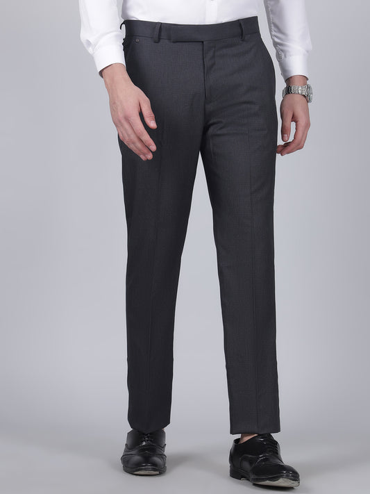 Formal Trouser for Men | Breathable & Soft with Color Fastness Regular Fit Poly Viscose Fabric Self Design Pattern Hook & Eye Closure