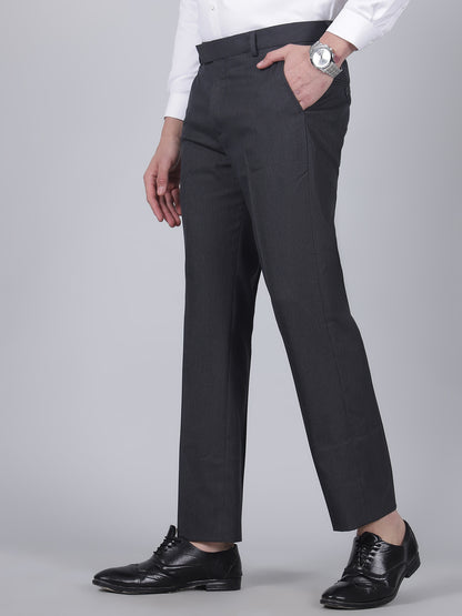 Formal Trouser for Men | Breathable & Soft with Color Fastness Regular Fit Poly Viscose Fabric Self Design Pattern Hook & Eye Closure