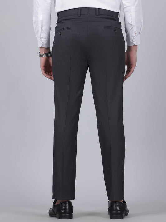 Formal Trouser for Men | Breathable & Soft with Color Fastness Regular Fit Poly Viscose Fabric Self Design Pattern Hook & Eye Closure