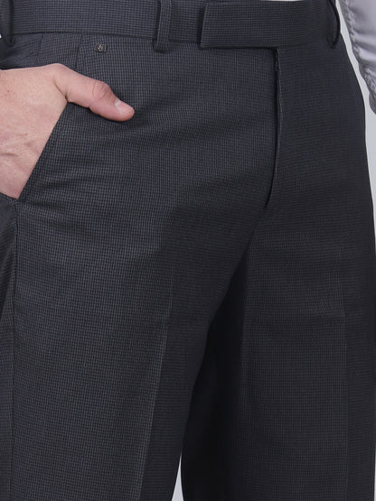 Formal Trouser for Men | Breathable & Soft with Color Fastness Regular Fit Poly Viscose Fabric Self Design Pattern Hook & Eye Closure