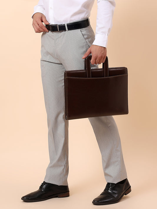 Formal Trouser for Men | Breathable & Soft with Color Fastness Regular Fit Poly Viscose Fabric Self Design Pattern Hook & Bar Closure