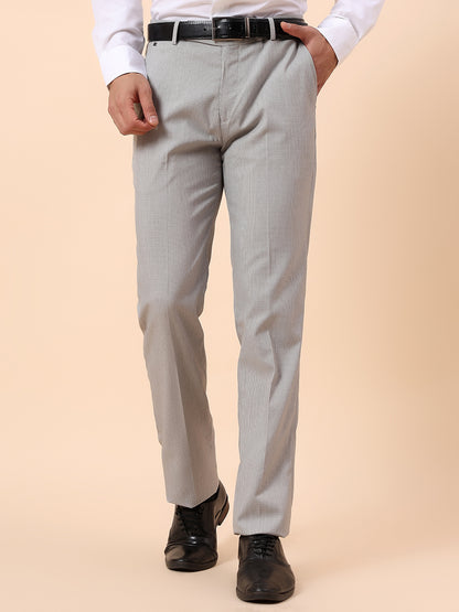 Formal Trouser for Men | Breathable & Soft with Color Fastness Regular Fit Poly Viscose Fabric Self Design Pattern Hook & Bar Closure