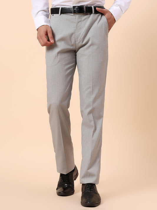 Formal Trouser for Men | Breathable & Soft with Color Fastness Regular Fit Poly Viscose Fabric Self Design Pattern Hook & Bar Closure