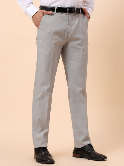 Formal Trouser for Men | Breathable & Soft with Color Fastness Regular Fit Poly Viscose Fabric Self Design Pattern Hook & Bar Closure