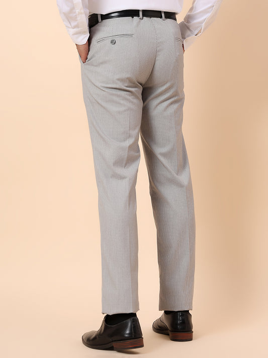 Formal Trouser for Men | Breathable & Soft with Color Fastness Regular Fit Poly Viscose Fabric Self Design Pattern Hook & Bar Closure