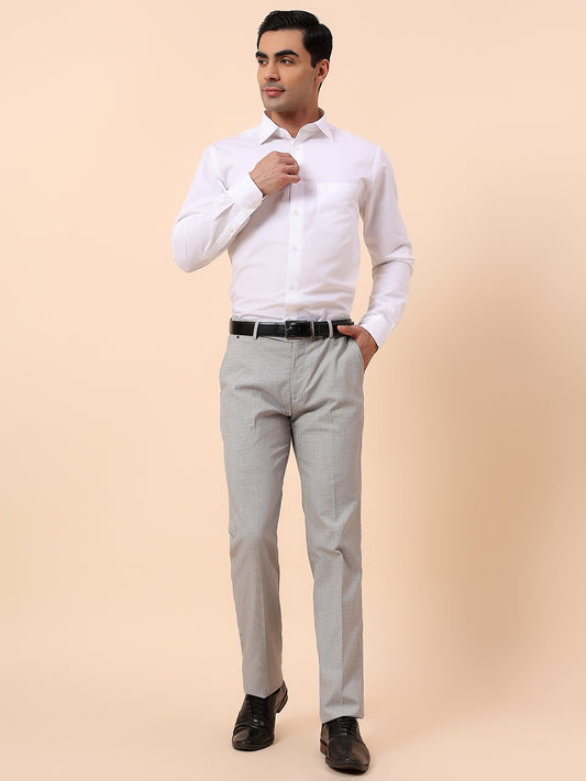 Formal Trouser for Men | Breathable & Soft with Color Fastness Regular Fit Poly Viscose Fabric Self Design Pattern Hook & Bar Closure