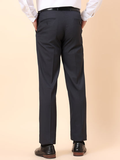 Formal Trouser for Men | Breathable & Soft with Color Fastness Regular Fit Poly Viscose Fabric Self Design Pattern Hook & Bar Closure