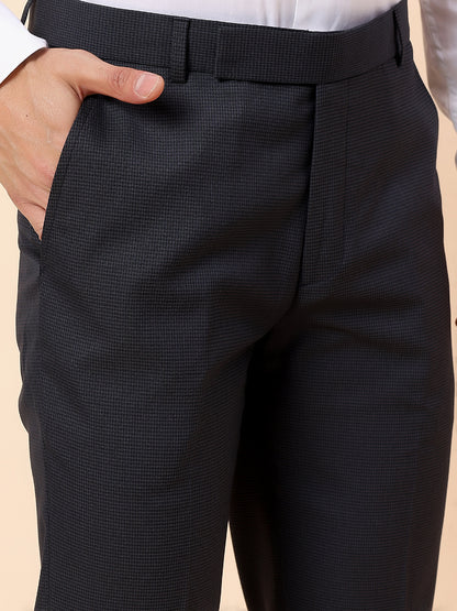 Formal Trouser for Men | Breathable & Soft with Color Fastness Regular Fit Poly Viscose Fabric Self Design Pattern Hook & Bar Closure