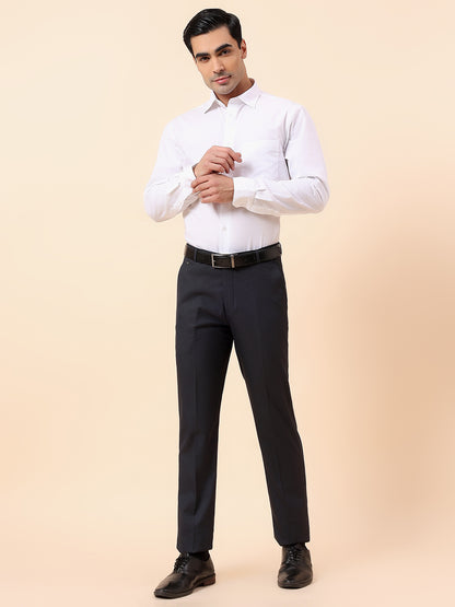 Formal Trouser for Men | Breathable & Soft with Color Fastness Regular Fit Poly Viscose Fabric Self Design Pattern Hook & Bar Closure