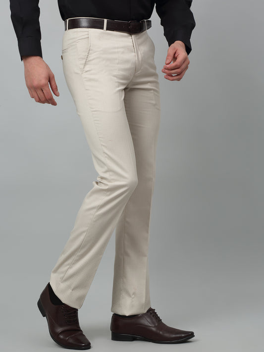 Formal Trouser for Men | Breathable & Soft with Color Fastness Regular Fit Poly Viscose Fabric Self Design Pattern Hook & Eye Closure