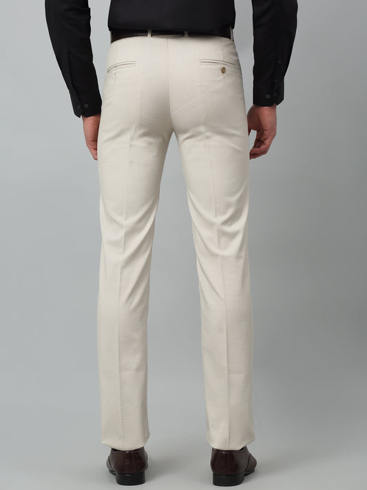 Formal Trouser for Men | Breathable & Soft with Color Fastness Regular Fit Poly Viscose Fabric Self Design Pattern Hook & Eye Closure