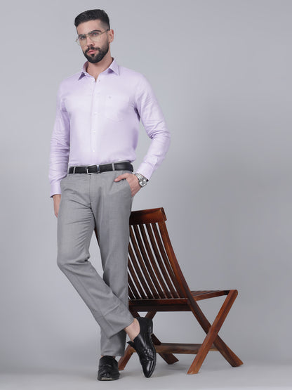 Formal Trouser for Men | Breathable & Soft with Color Fastness Regular Fit Poly Viscose Fabric Self Design Pattern Hook & Eye Closure