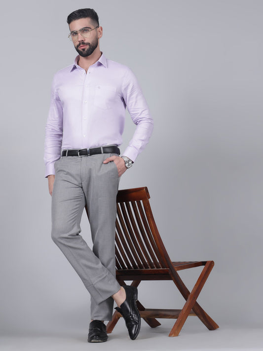 Formal Trouser for Men | Breathable & Soft with Color Fastness Regular Fit Poly Viscose Fabric Self Design Pattern Hook & Eye Closure