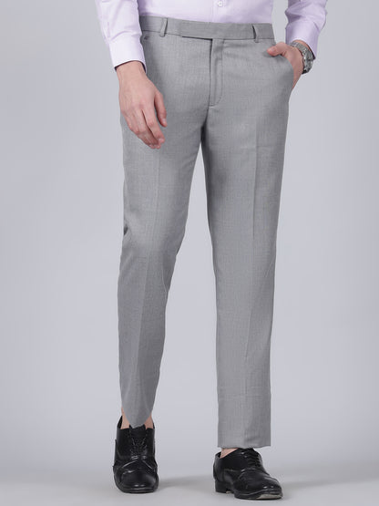 Formal Trouser for Men | Breathable & Soft with Color Fastness Regular Fit Poly Viscose Fabric Self Design Pattern Hook & Eye Closure