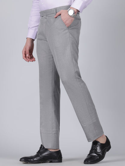 Formal Trouser for Men | Breathable & Soft with Color Fastness Regular Fit Poly Viscose Fabric Self Design Pattern Hook & Eye Closure