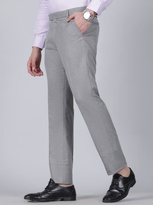 Formal Trouser for Men | Breathable & Soft with Color Fastness Regular Fit Poly Viscose Fabric Self Design Pattern Hook & Eye Closure