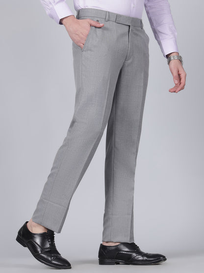 Formal Trouser for Men | Breathable & Soft with Color Fastness Regular Fit Poly Viscose Fabric Self Design Pattern Hook & Eye Closure
