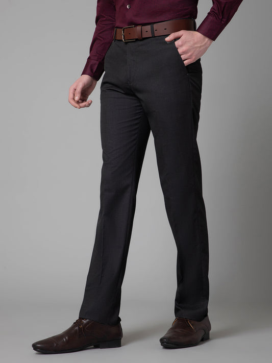 Formal Trouser for Men | Breathable & Soft with Color Fastness Regular Fit Poly Viscose Fabric Self Design Pattern Hook & Eye Closure