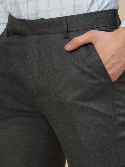 Formal Trouser for Men | Breathable & Soft with Color Fastness Regular Fit Poly Vicose Fabric Self Design Pattern Hook & Bar Closure
