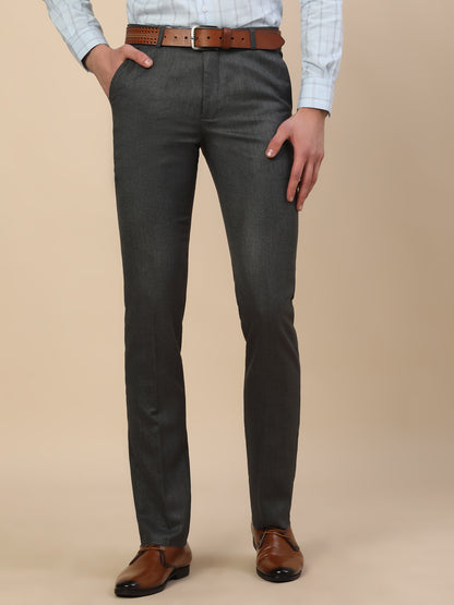 Formal Trouser for Men | Breathable & Soft with Color Fastness Regular Fit Poly Vicose Fabric Self Design Pattern Hook & Bar Closure