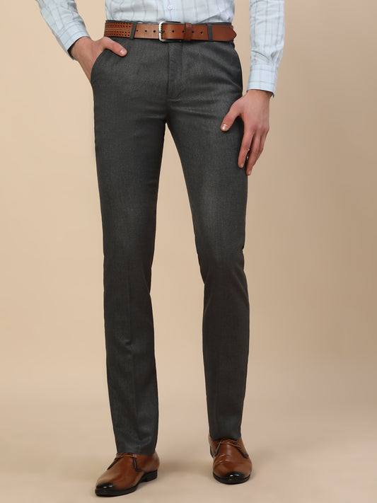 Formal Trouser for Men | Breathable & Soft with Color Fastness Regular Fit Poly Vicose Fabric Self Design Pattern Hook & Bar Closure