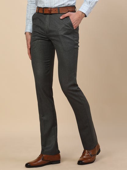 Formal Trouser for Men | Breathable & Soft with Color Fastness Regular Fit Poly Vicose Fabric Self Design Pattern Hook & Bar Closure