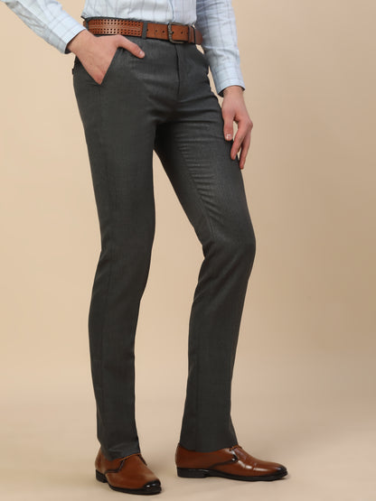 Formal Trouser for Men | Breathable & Soft with Color Fastness Regular Fit Poly Vicose Fabric Self Design Pattern Hook & Bar Closure