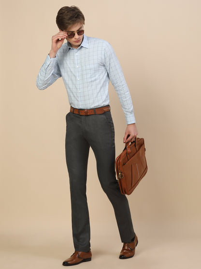 Formal Trouser for Men | Breathable & Soft with Color Fastness Regular Fit Poly Vicose Fabric Self Design Pattern Hook & Bar Closure