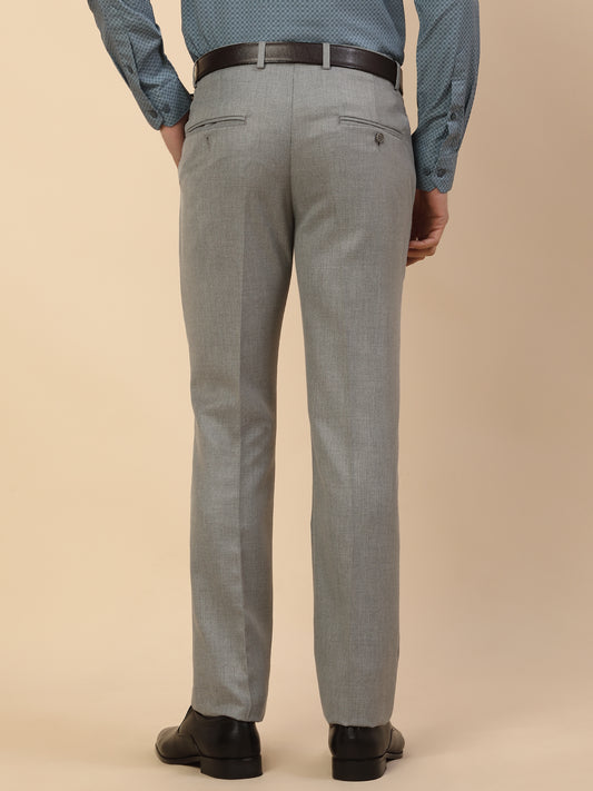 Formal Trouser for Men | Breathable & Soft with Color Fastness Regular Fit Polycotton Fabric Self Design Pattern Hook & Bar Closure