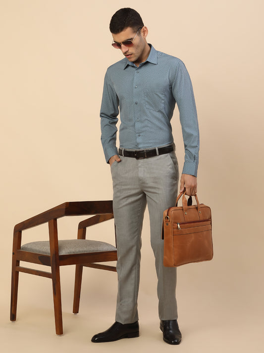Formal Trouser for Men | Breathable & Soft with Color Fastness Regular Fit Polycotton Fabric Self Design Pattern Hook & Bar Closure