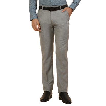 Formal Trouser for Men | Breathable & Soft with Color Fastness Regular Fit Polycotton Fabric Self Design Pattern Hook & Bar Closure