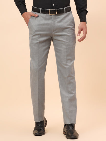 Formal Trousers for Men l Breathable & Soft with Color Fastness Regular Fit Poly Viscose Fabric Self Design Pattern Hook & Eye Closure