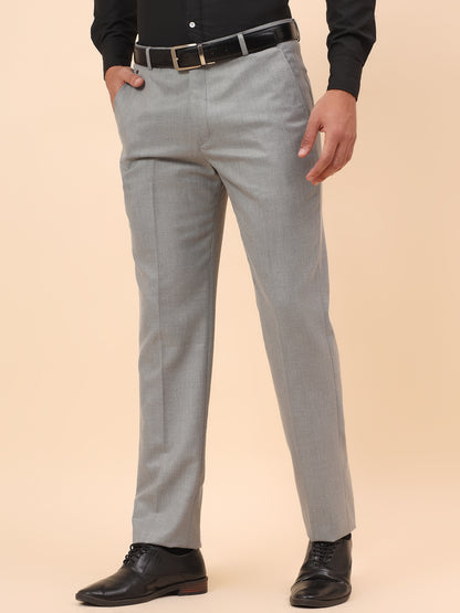 Formal Trousers for Men l Breathable & Soft with Color Fastness Regular Fit Poly Viscose Fabric Self Design Pattern Hook & Eye Closure