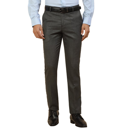 Formal Trouser for Men | Breathable & Soft with Color Fastness Regular Fit Polycotton Fabric Self Design Pattern Hook & Bar Closure